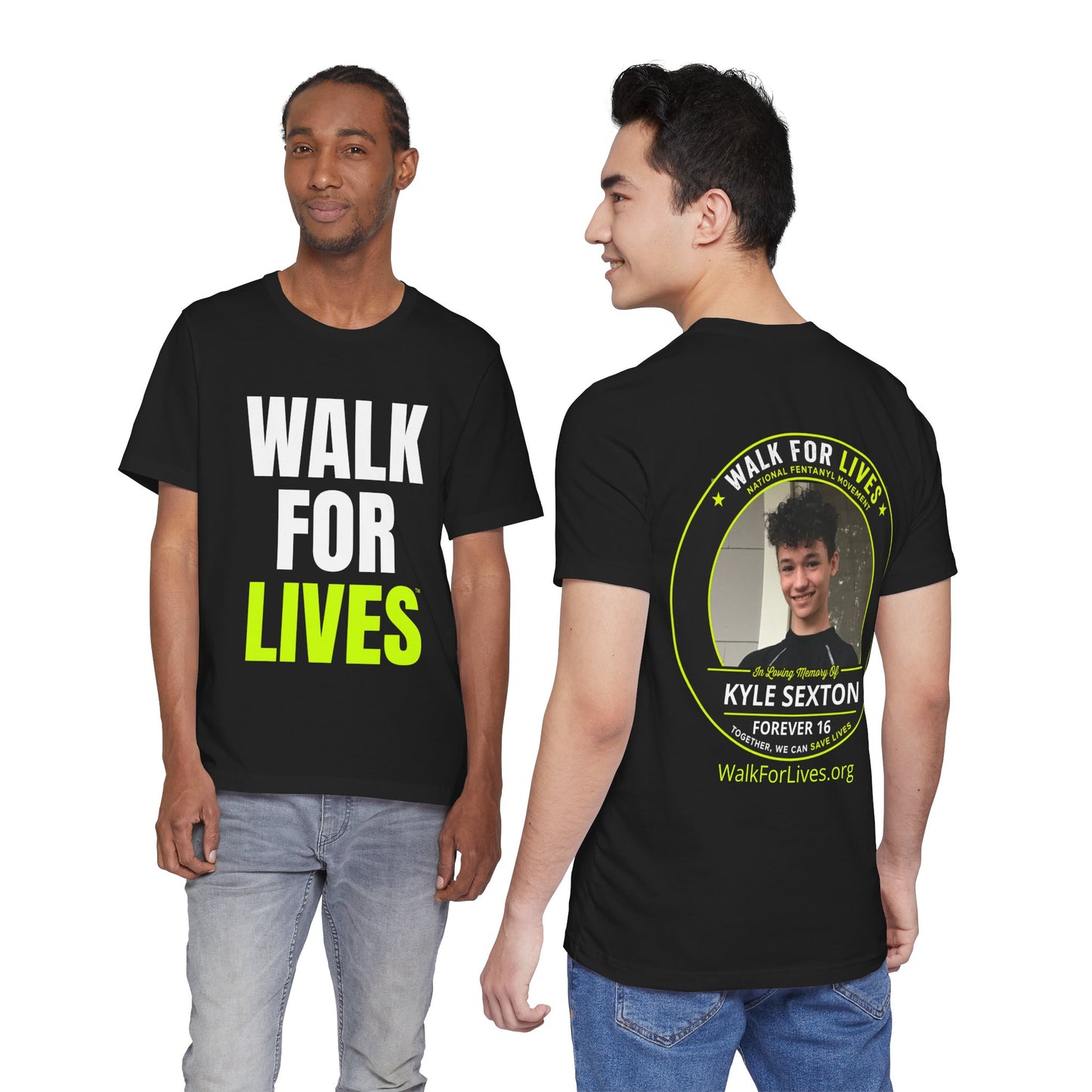Official Walk for Lives™ Traditional Memorial Black T-Shirt — Personalized Photo & Name